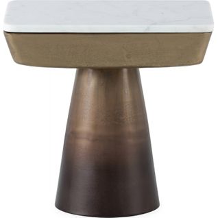 Table D'appoint Design Doré Et Marbre Blanc