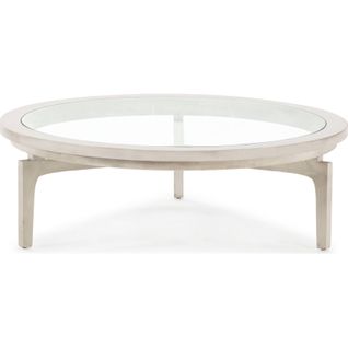 Table Basse Élégante En Bois Et Verre Blanc Voilé