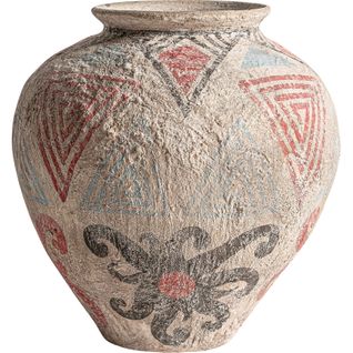 Vase Ethnique Multicolore En Terracota