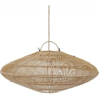 Lampe Suspendue Macaron En Rotin Naturel