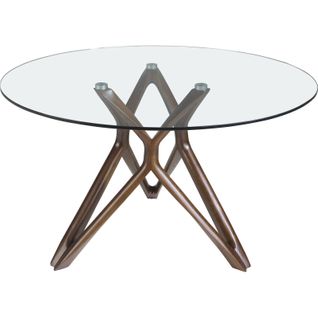 Table Ronde Verre Trempé Et Pieds Noyer Angel Cerda