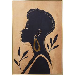 Tableau Portrait Siluetac Élégant En Bois Doré - 80 X 120 Cm