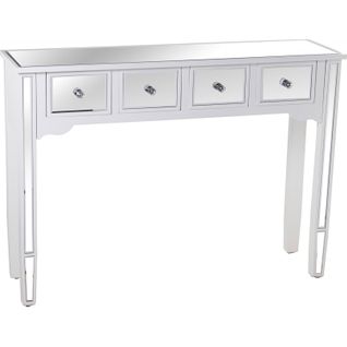 Console Élégante Blanche Avec Tiroirs Pour Entrée