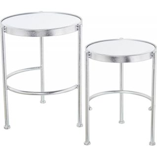 Table D'appoint Élégante Argentée Pour Salon Moderne