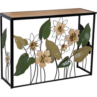 Console Métallique Florale Élégante Pour Entrée Chic