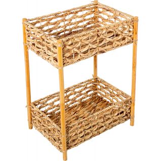 Etagère En Jacinto Tressé Avec Paniers Et Bois