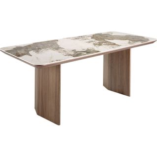 Table à Manger Design Marbre Blanc Et Noyer Angel Cerda