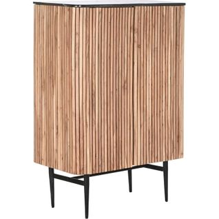 Buffet Acacia Et Marbre Pour Salon Élégant