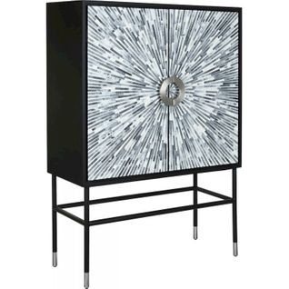 Buffet Élégant Bicolore Design Résine Os Moderne