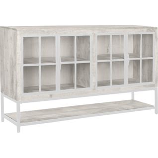 Buffet Blanc Noir Élégant En Métal Et Bois Exotique