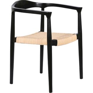 Chaise Cuisine Élégante En Rotin Et Teck Noir