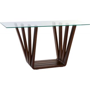 Console Élégance Verre Et Noyer Pour Salon Chic