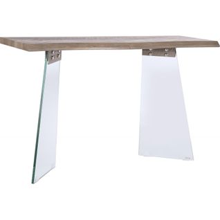 Console Élégante En Verre Et Bois Gris Moderne