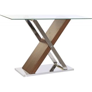 Console Style Contemporain En Verre Et Acier Élégant