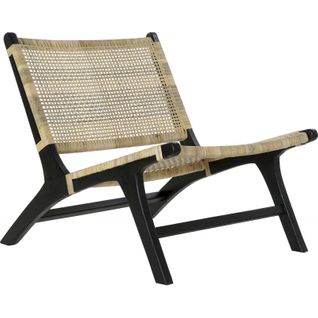 Fauteuil Design Contemporain En Teck Et Rotin Noir