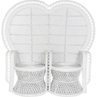 Fauteuil Élégant En Rotin Blanc Pour Salon Chic