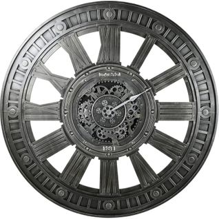 Horloge Murale Patère Style Industriel Argenté Élégant