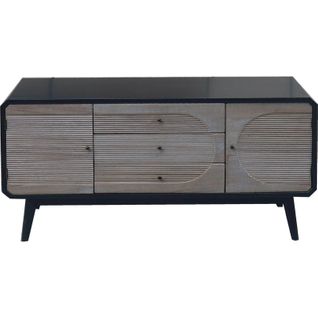 Meuble TV Élégant En Bois Noir Pour Salon Moderne