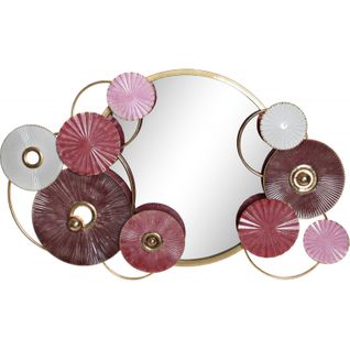 Miroir à Cercles Métalliques Rose Et Blanc Chic