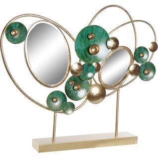 Miroir Mural Design Abstrait Doré Et Vert Élégant