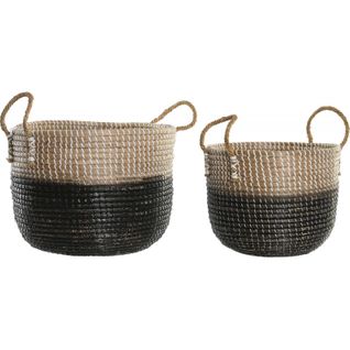 Panier Tressé Bicolore Naturel Et Chic Pour Déco