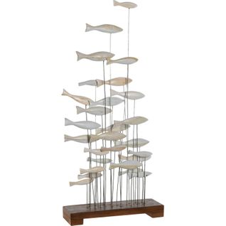 Sculpture Poissons Marins En Bois Et Métal Décoratif