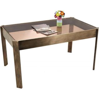 Table Basse Chic En Verre Élégance Métal Doré