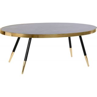 Table Basse Élégance Verre Noir Avec Touche Dorée Chic