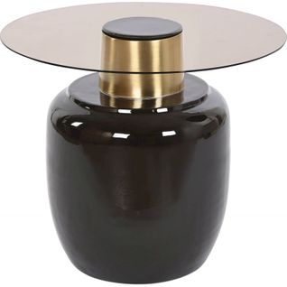 Table Basse En Verre Avec Touches Dorées Élégantes