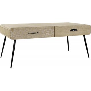 Table Basse Stylée Avec Rangement En Bois Et Métal