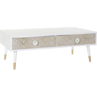 Table Basse Mandala Épicéa Bicolore Avec Tiroirs