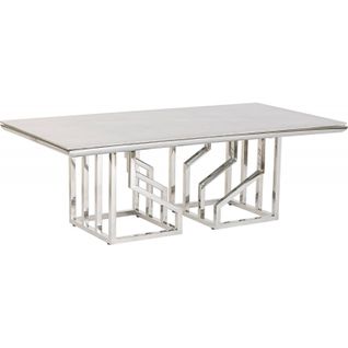 Table Basse Verre Effet Marbre Blanc Élégant