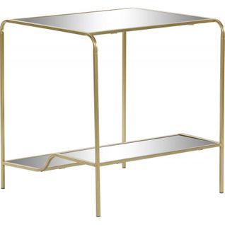 Table D'appoint Élégante Miroir Finition Or