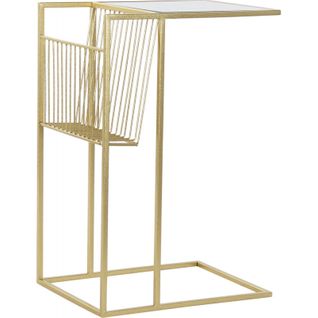 Table D'appoint Dorée Élégante Avec Rangement Intégré