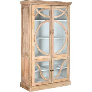 Vitrine Élégance Blanche Patinée En Bois Massif