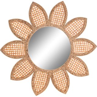 Miroir En Bambou Tressé Esprit Soleil Pour Déco Ethnique