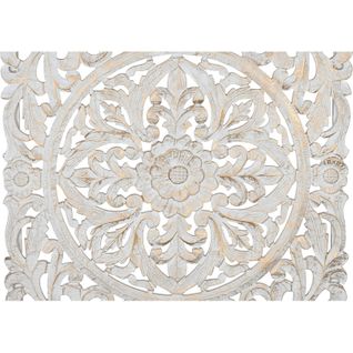 Tête De Lit Bois Blanc Doré Esprit Mandala Décoratif