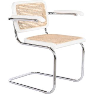 Chaise De Cuisine Élégance Rotin Blanc Et Métal