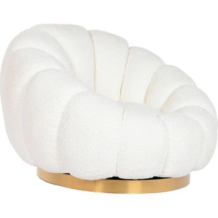 Fauteuil Élégant Pivotant Blanc Pour Salon Cozy