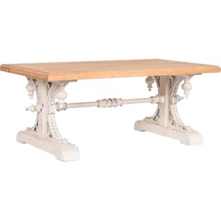 Table Basse Élégance Bois Blanc Finition Patinée