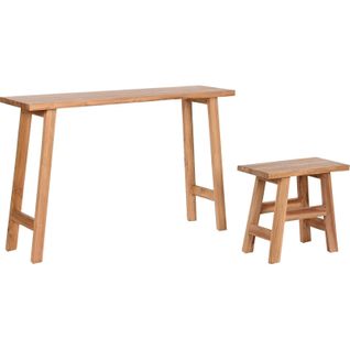 Console En Teck Épurée Avec Table Assortie