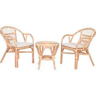 Salon De Jardin Tissu Table Rotin Naturel Authentique