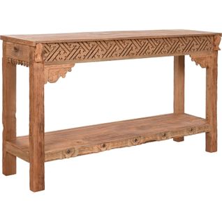 Console Teck Sculpté Pour Une Entrée Authentique