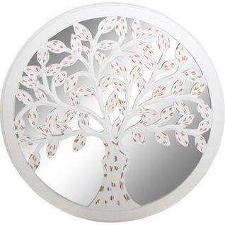 Miroir Décoratif Arbre Usé Blanc Esprit Nature Mural
