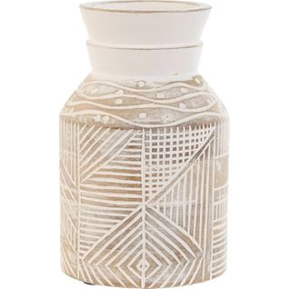 Vase Décoratif En Bois De Manguier Blanc Naturel Style Colonial