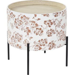 Table D'appoint Blanche Effet Shabby Chic En Métal Et Mdf