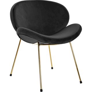 Fauteuil Velours Noir Et Pieds Dorés Style Chic Contemporain