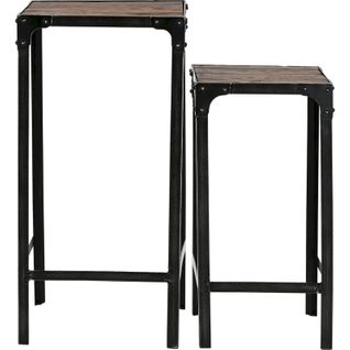 Table D'appoint En Bois Fer Naturel Et Noir