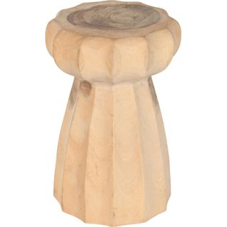 Table Dappoint Sculptée En Bois Naturel Mungur Style Artisanal