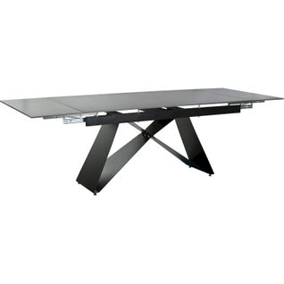 Table Extensible Design Moderne En Céramique Et Métal Noir